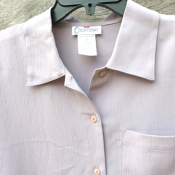 Courtenay Vintage 90s Lilac Button Down Collared Shirt Long Sleeve Blouse Pocket - Picture 2 of 8